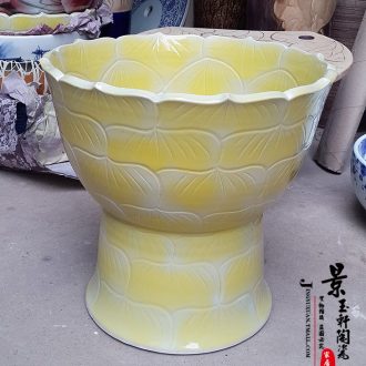 Jingdezhen ceramic art ceramic huang qian lotus mop mop pool under the mop bucket of mop bucket reflecting pool sewage pool