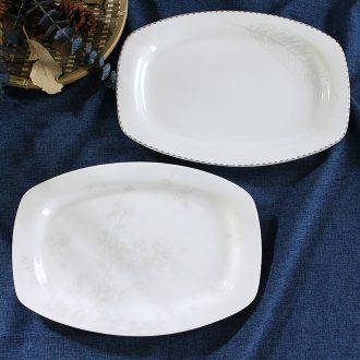 Creative household number fish dish of jingdezhen ceramics tableware can microwave rectangle Chinese dishes simple dishes