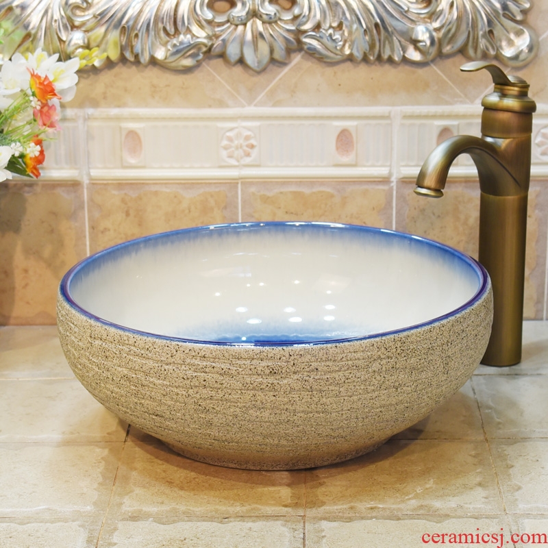 Jingdezhen ceramic lavatory basin stage art basin sink frosted grey color glaze up