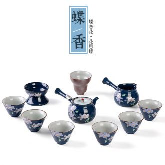 Japanese style restoring ancient ways of ceramic tea set suit household kung fu tea set contracted side put the pot of tea gift box of a complete set of cups