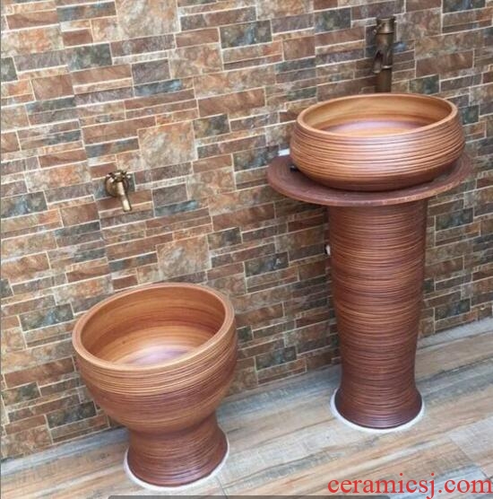 Jingdezhen ceramic basin of bath lavatory basin stage art basin sink pillar three - piece jump cut