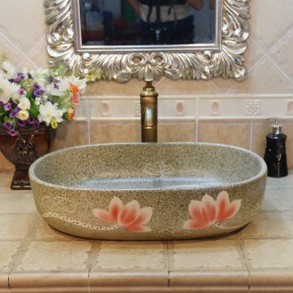 Jingdezhen ceramic wash basin stage basin basin sink art elliptic hand carved lotus restoring ancient ways