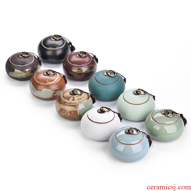 Gorgeous young longquan celadon ceramic tea set portable pu - erh tea storage box storage tanks seal pot large caddy fixings