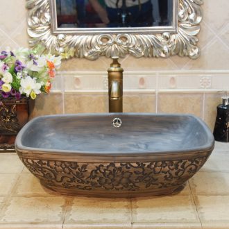 Jingdezhen ceramic lavatory basin stage basin art square archaize carve patterns or designs on woodwork double surplus water basin sink