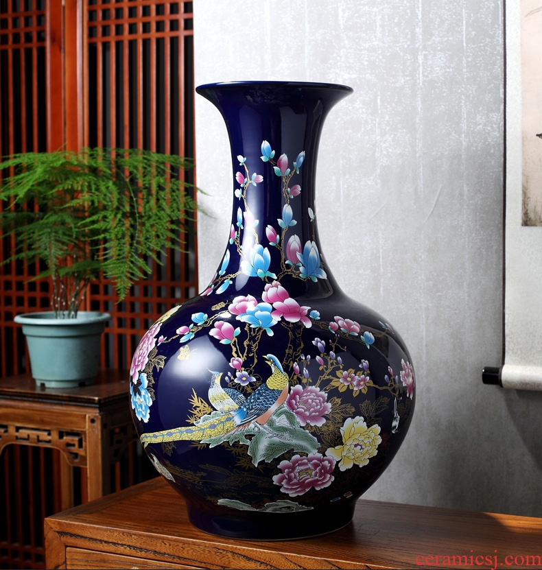 Jingdezhen ceramic hotel villa covers ground vase manual POTS dry flower, flower implement the sitting room is big flower arranging furnishing articles - 557813972344