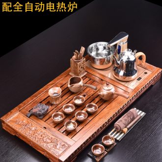HaoFeng kung fu tea set of a complete set of ceramic tea set automatic four unity hua limu tea tray was suit household electric heating furnace