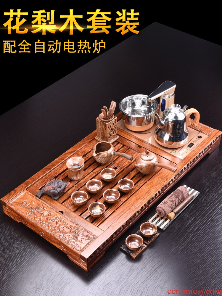 HaoFeng kung fu tea set of a complete set of ceramic tea set automatic four unity hua limu tea tray was suit household electric heating furnace