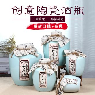 2 jins of 5 jins of 10 jins to jingdezhen ceramic bottle is empty bottles of wine jar sealed as cans archaize creative household hip flask