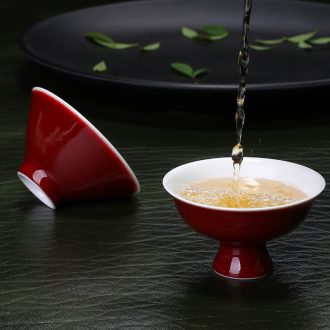 The Master cup of jingdezhen ceramic cups offering red glaze bowl fullness kung fu tea set single cup sample tea cup goblet