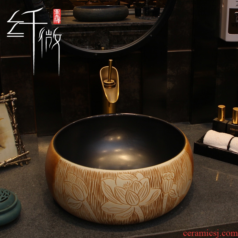 On the ceramic bowl round Chinese art basin sink basin bathroom sinks counters are contracted household