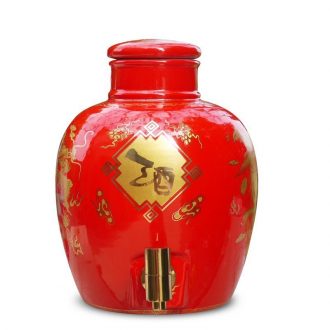 Package mail 10 jins of jingdezhen ceramic jar it hip flask fermentation bottle expressions using sealed places China red yellow