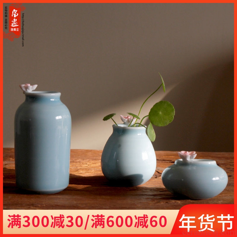 Jingdezhen ceramic creative floret bottle flower mini floral outraged Nordic home decoration copper flower pot grass in the plants