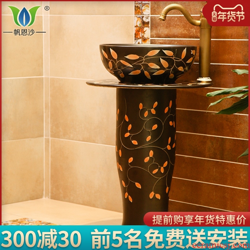 The small family small balcony pillar lavabo one - piece simple toilet ceramic lavatory basin basin