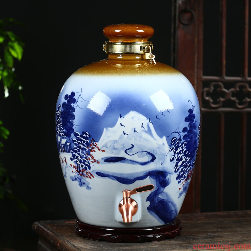 An empty bottle of hand - made ceramic jar of jingdezhen ceramic 10 jins 20 jins household hip belt leading 50 pounds