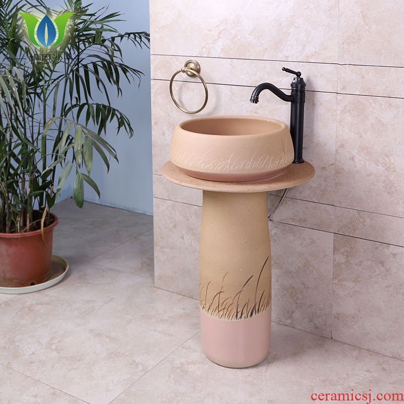 Pillar lavabo cylindrical ceramic art integrated floor household washing basin bathroom wash basin