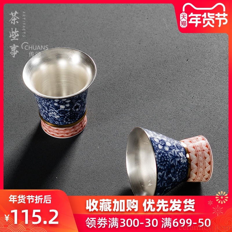 Famed personal cup 999 coppering. As silver glass ceramic cups kung fu tea cup master cup sample tea cup hat to CPU