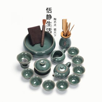 Elder brother up with ceramic tea set suit household contracted Japanese kung fu tea set a complete set of tea cups lid bowl of tea