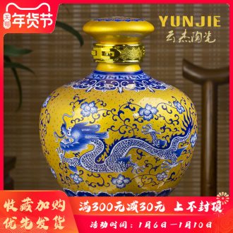 Jinlong bales mail bottle ceramic 5 jins of blue and white point sealed mercifully it hip flask of household ceramic liquor storage jars