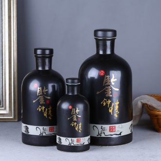 Jingdezhen ceramic bottle 1 catty three catties 5 jins of creative household hip empty wine bottle seal jars wine
