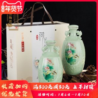 Jingdezhen porcelain three catties ceramic seal wine bottle with 3 kg lotus home wine jars with JinHe