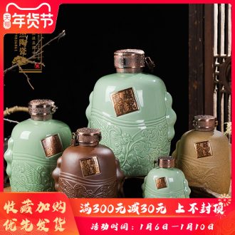Jingdezhen ceramic jars 5 jins of the packed mercifully wine jars porcelain jar sealing household hip ochre bottle