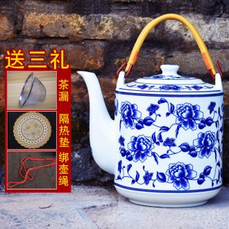 Jingdezhen ceramic teapot cool kettle large blue and white porcelain kettle pot girder cold heat explosion - proof home