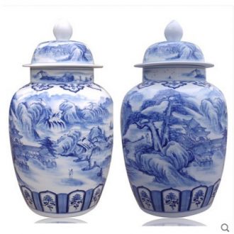 Xin MAO ceramic jar of jingdezhen ceramic bottle is 100 jins of blue and white wine checking pottery painting cylinder