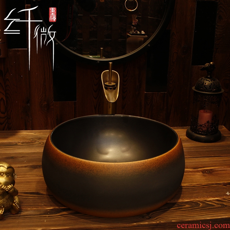 Nordic contracted on the sink, jingdezhen ceramic art basin of the basin that wash a face round creative lavatory basin