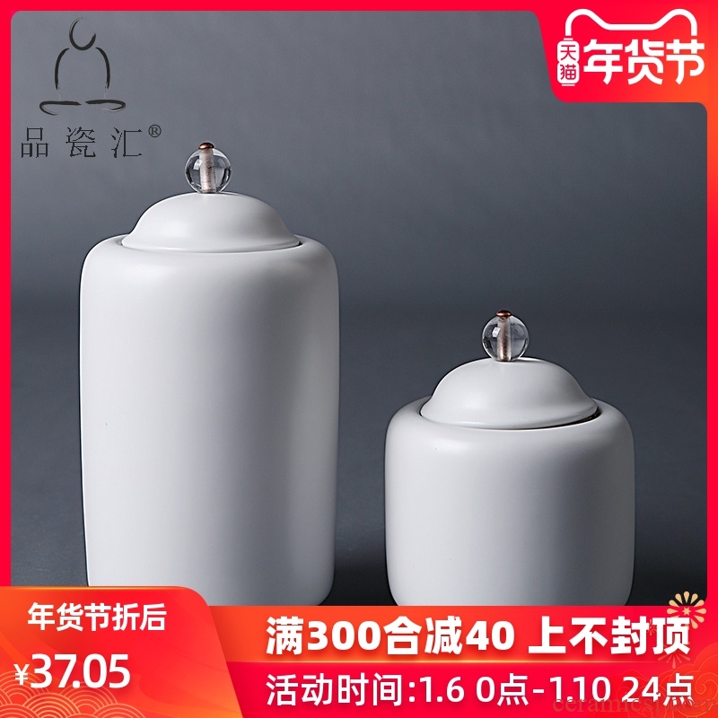 The Product matte enrolled white porcelain porcelain remit time tea caddy fixings storehouse ceramics seal pot tea, green tea tea POTS awake