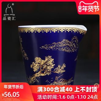 The Product China hui ji blue glaze heavy paint Chinese painting landscape ceramic fair keller of tea sea device and a cup of tea kungfu tea set