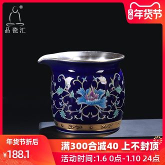 The Product of jingdezhen porcelain remit tasted silver gilding ji grilled blue flower fair keller pastel rolling line hand paint points of tea, tea sets