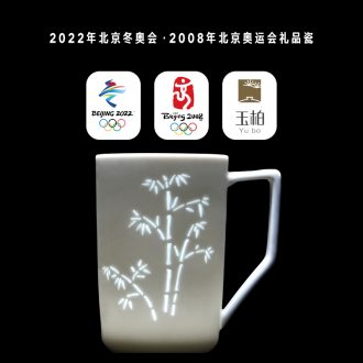 Jade cypress jingdezhen linglong cup with cover belt filter tea cups separation ceramic creative office cup of bamboo