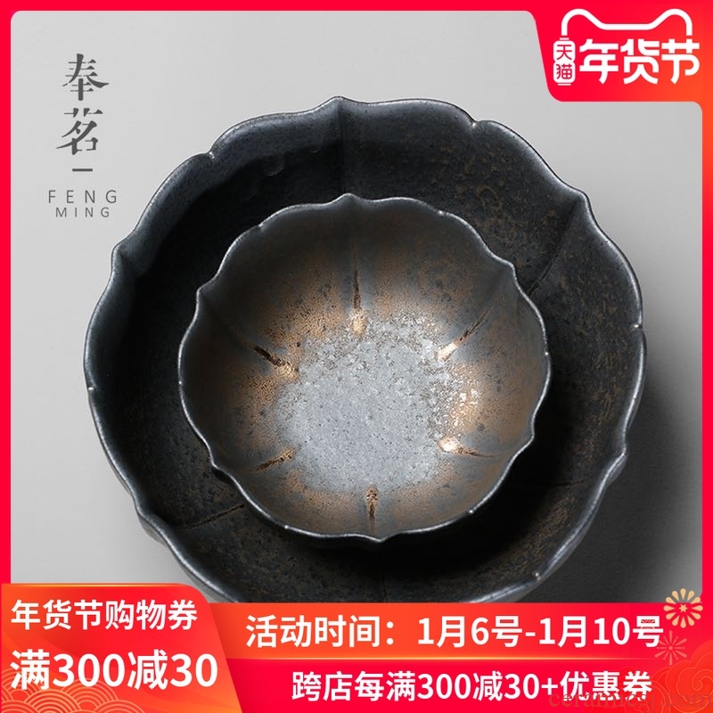 Serve tea gold rust glaze thick ceramic water lotus tea household glass wash bath to restore ancient ways slag bucket ceramic water jar