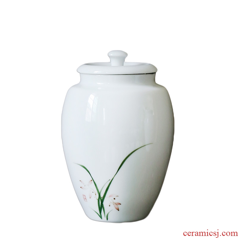 Shadow enjoy white porcelain hand - made ceramic jade porcelain tea pot color ink POTS sealed storage tank tea caddy fixings box