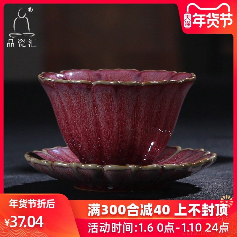 The Product flower - like teacup variable glaze porcelain sink fambe masterpieces masters cup ceramic cup mat gift box package