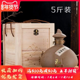 Jingdezhen archaize frosted glass ceramic bottle 1 3 5 jins of wine container wood packaging bulk wine jars