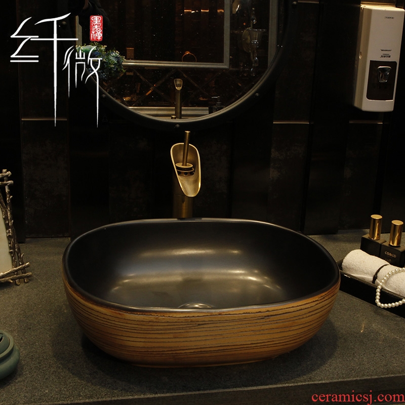 Retro basin elliptical ceramic art square table table face basin sink basin that wash a face the pool that wash a face