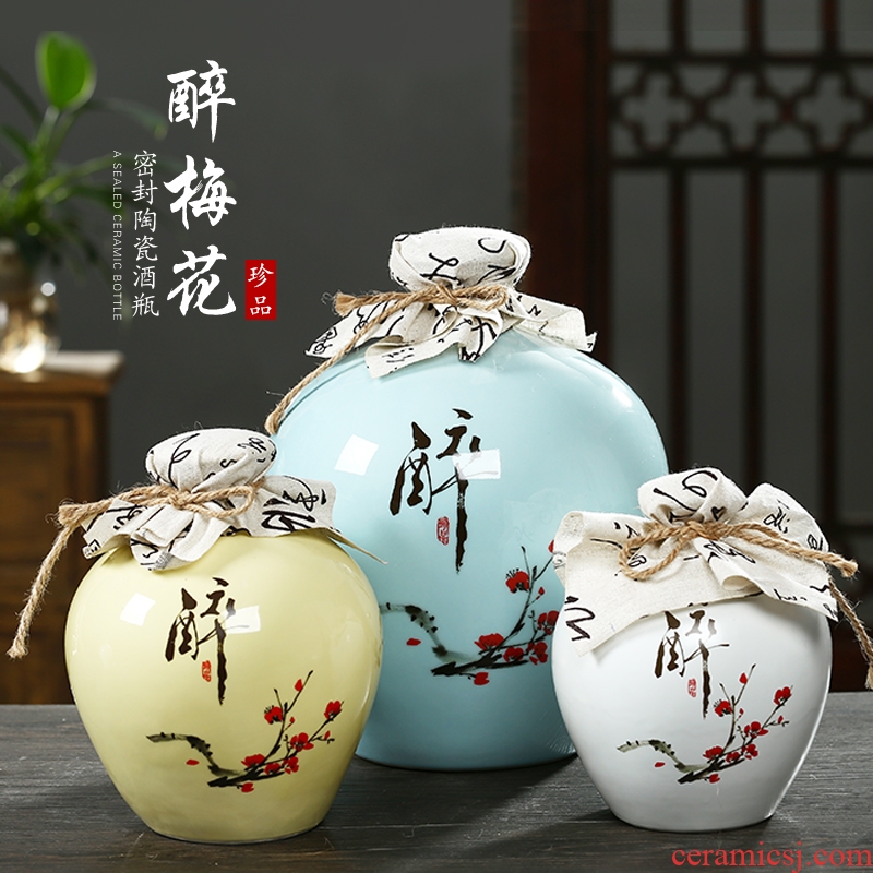 Jingdezhen ceramic jar empty wine bottles of household hip bottle wine liquor bottle seal 10 jins 5 jins of 3 kg