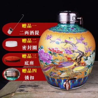 Jingdezhen ceramic jars home 10 jins hip archaize colored enamel mercifully it 20 jins of Chinese seal wine jar