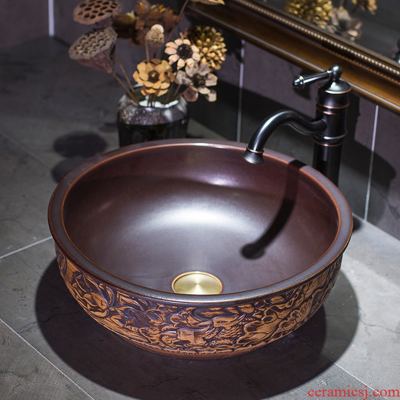 Jingdezhen stage basin to round on the sink basin ceramic art basin bathroom wash basin