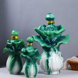 Xin MAO ceramic bottle cabbage best wealth jars empty bottles household seal hip creative 1 catty 2 jins 5 jins of gifts