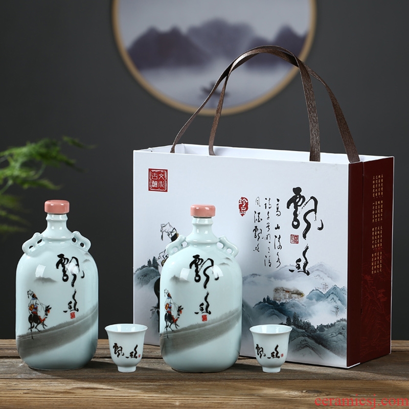 1 kg pack of jingdezhen ceramic seal wine bottle is empty jar gift boxes gift wine jugs of archaize hip flask