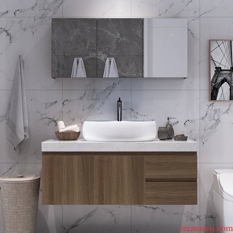 The Custom bathroom cabinet bathroom wash a face wash gargle units in marble counters Nordic ceramic sink cabinet