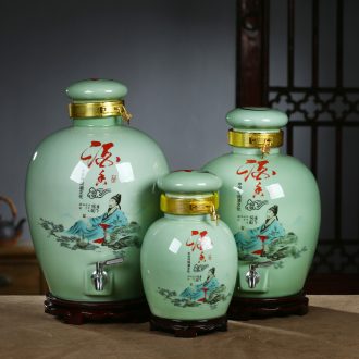 Jingdezhen ceramic altar wine jar mercifully jars seal cylinder household hip belt leading 5 jins of 10 jins 30 kg