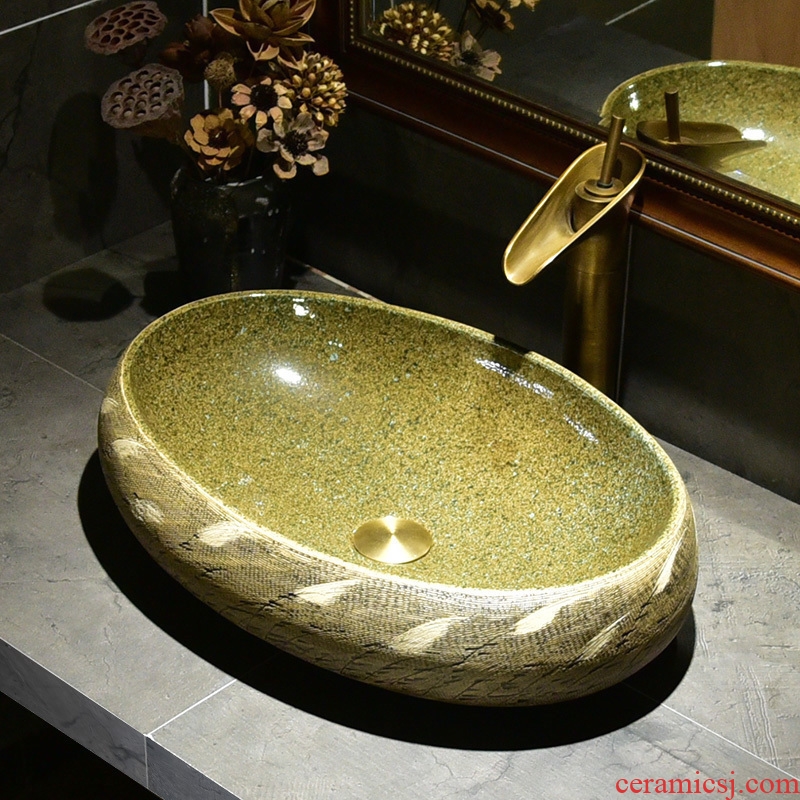 Jingdezhen continental basin lavatory toilet lavabo ceramics art stage household basin basin is contracted