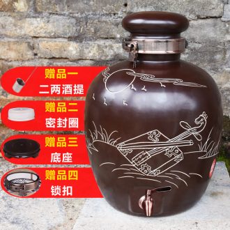Jingdezhen ceramic jars mercifully wine cellar sealed mercifully wine jar 50 kg of household deposit it 30 jins mercifully wine jars