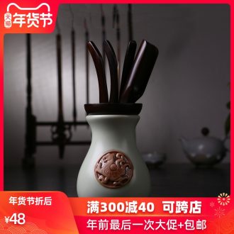 Chen xiang tea accessories your up ceramic tea six gentleman moso bamboo/ebony, chicken wings wood tea set