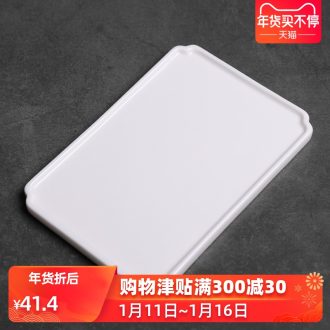 Dehua white porcelain dry mercifully machine ceramic tea tray tray was home sitting room small rectangle contracted zen pure Chinese style