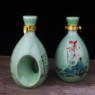 Jingdezhen ceramic wine bottle 1 catty outfit empty wine bottle home outfit gifts flagon of wine sealed jars