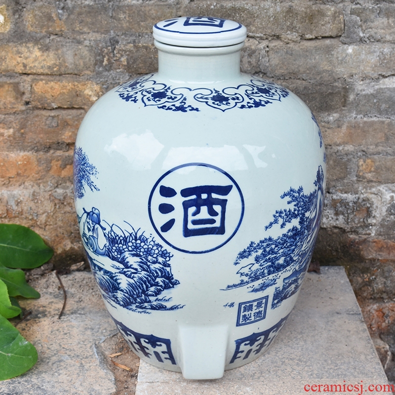 Jingdezhen porcelain ceramic jars 10 jins with leading sealed 50 kg mercifully it archaize empty wine bottle of wine